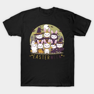 Cute Bunnies in Costumes Easterween Celebration T-Shirt